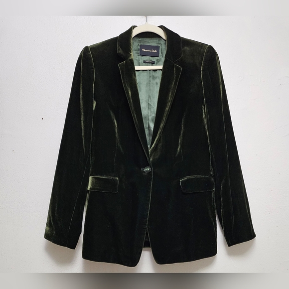 Massimo Dutti Green Velvet Blazer Sz 6 - Picture 16 of 16